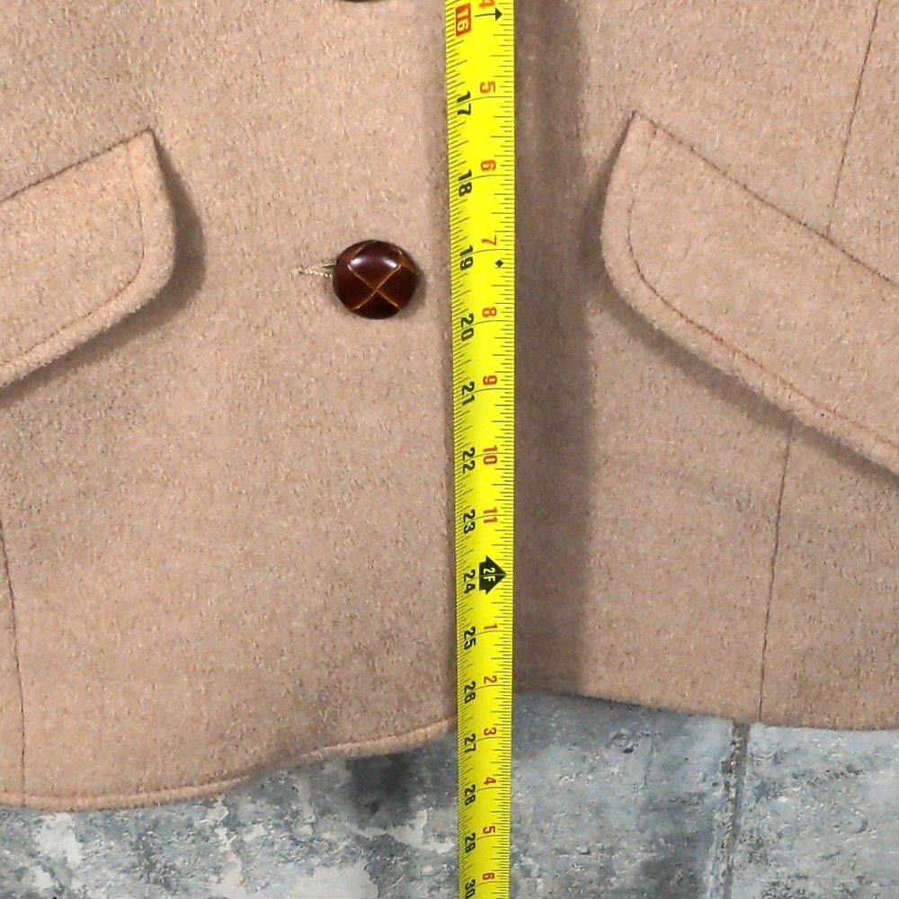 VTG 70s Carroll Reed England Cashmere Wool Blazer Jacket Tan Camel Sz M 12 Lined - Picture 8 of 12